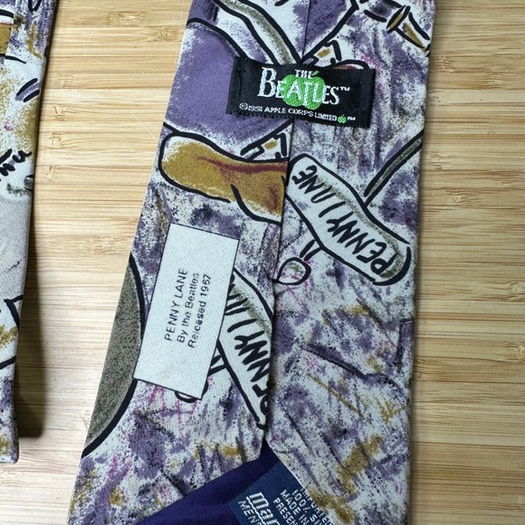 Vintage The Beatles Penny Lane Silk Neck Tie Men's 1991 Apple Corps - Picture 6 of 7